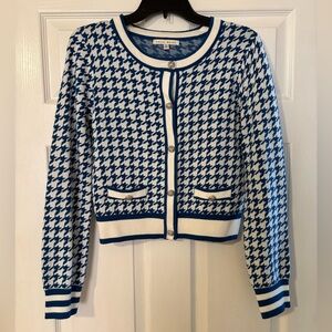 Haute Monde Blue and White Cardigan